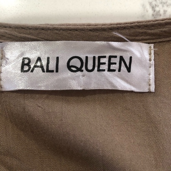 BALI QUEEN relax blouse V-neck tunic, boho tan - Picture 8 of 12